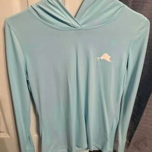 Light Blue Hooded Long Sleeve Shirt